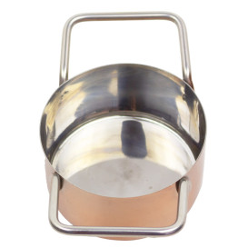 Bediening mini kookpot dienblad kom van staal koper Ø7x4,5cm (6 stuks)