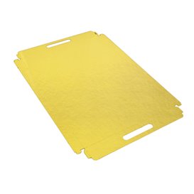 Papieren dienblad met handgrepen Rechthoekige vorm goud 28,5x38,5 cm (100 stuks) 