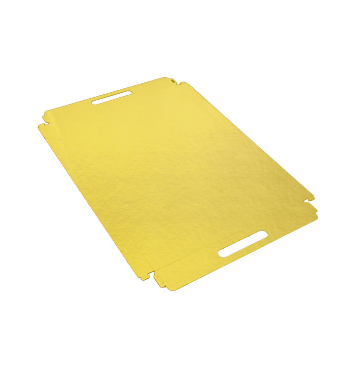 Papieren dienblad met handgrepen Rechthoekige vorm goud 28,5x38,5 cm (200 stuks) Papieren dienblad met handgrepen Rechthoekige vorm goud 28,5x38,5 cm (200 stuks)