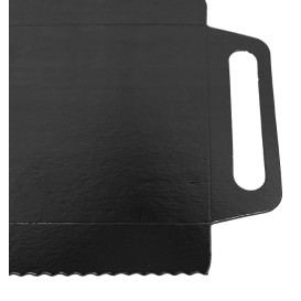 Papieren dienblad met handgrepen Rechthoekige vorm zwart 30x12 cm (100 stuks) 