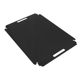 Papieren dienblad met handgrepen Rechthoekige vorm zwart 28,5x38,5 cm (100 stuks) 