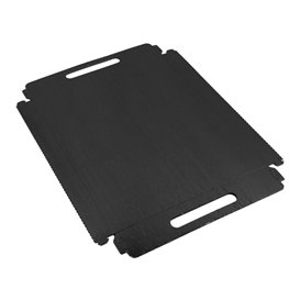 Papieren dienblad met handgrepen Rechthoekige vorm zwart 22x28 cm (100 stuks) 