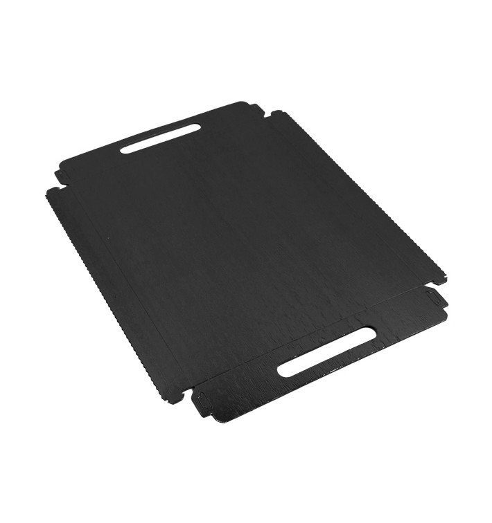 Papieren dienblad met handgrepen Rechthoekige vorm zwart 22x28 cm (100 stuks) Papieren dienblad met handgrepen Rechthoekige vorm zwart 22x28 cm (100 stuks)