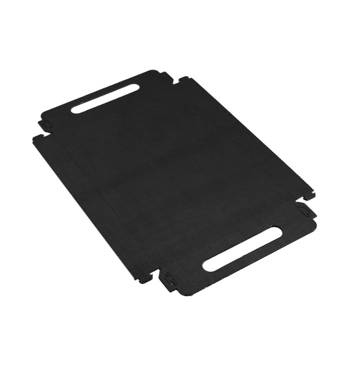 Papieren dienblad met handgrepen Rechthoekige vorm zwart 16x23 cm (500 stuks) Papieren dienblad met handgrepen Rechthoekige vorm zwart 16x23 cm (500 stuks)