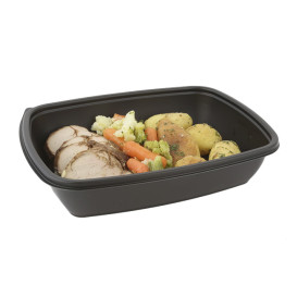 Plastic deli Container PP zwart 900ml 23x16,5cm (75 stuks) 