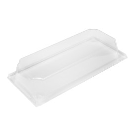 Plastic PET Deksel Container 410ml 19,6x8,6x3,2cm (12 Stuks)