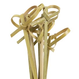 Bamboe vleespennen met knoop Design Naturel groen 10cm (1.200 stuks)