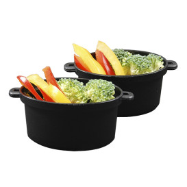 Proeverij ovenschotel met deksel PPzwart 7,5x6,5cm 60ml (10 stuks)