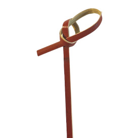 Bamboe vleespennen Strik Design rood 10cm (250 stuks) 