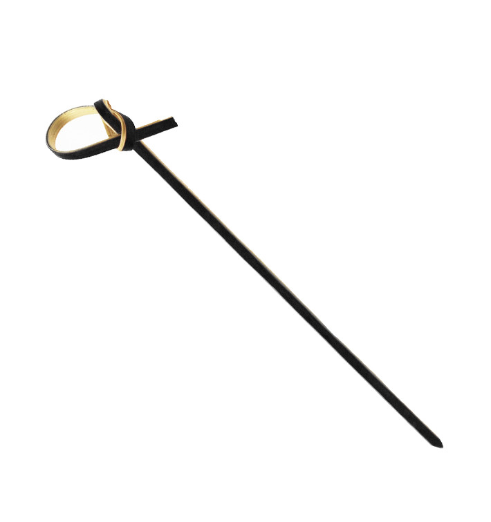Bamboe vleespennen zwart met knoop Design 10cm (2.500 stuks) Bamboe vleespennen zwart met knoop Design 10cm (2.500 stuks)