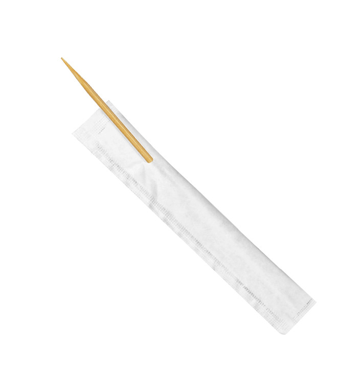 Houten tandenstoker 2 Tips Papieren verpakt 6,5cm (1 stuk) Houten tandenstoker 2 Tips Papieren verpakt 6,5cm (1 stuk)