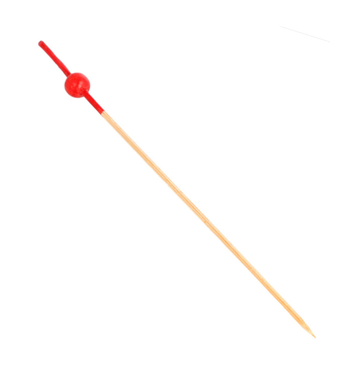 Bamboe vleespennen met Bal Design rood 12cm (100 stuks) Bamboe vleespennen met Bal Design rood 12cm (100 stuks)