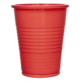 Plastic PS beker rood 200ml Ø7cm (50 stuks) 