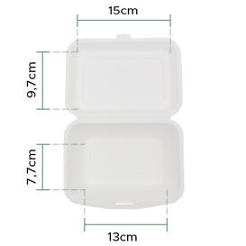 Suikerriet Gescharnierd Container "Menu Box" wit 180x125x70mm (50 stuks) 