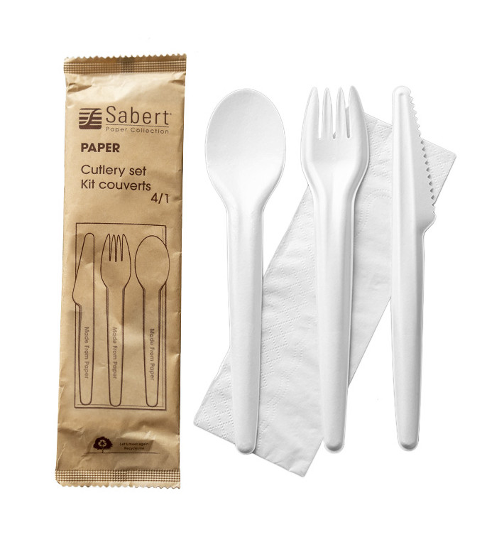 Kartonnen bestekset Vork, Mes, Lepel en Servet (50 Stuks) Kartonnen bestekset Vork, Mes, Lepel en Servet (50 Stuks)