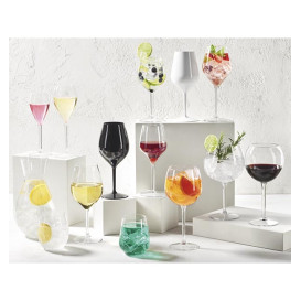 Plastic herbruikbaar glas Wijn "Tritan" zwart 510ml (6 stuks)