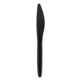 Plastic PS mes "Luxe" zwart 17,5 cm (100 stuks) 