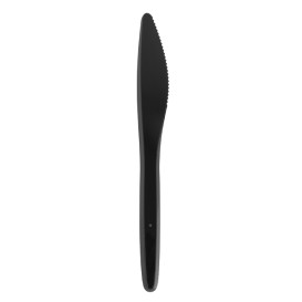 Plastic PS mes  "Luxe" zwart 17,5 cm (100 stuks) 