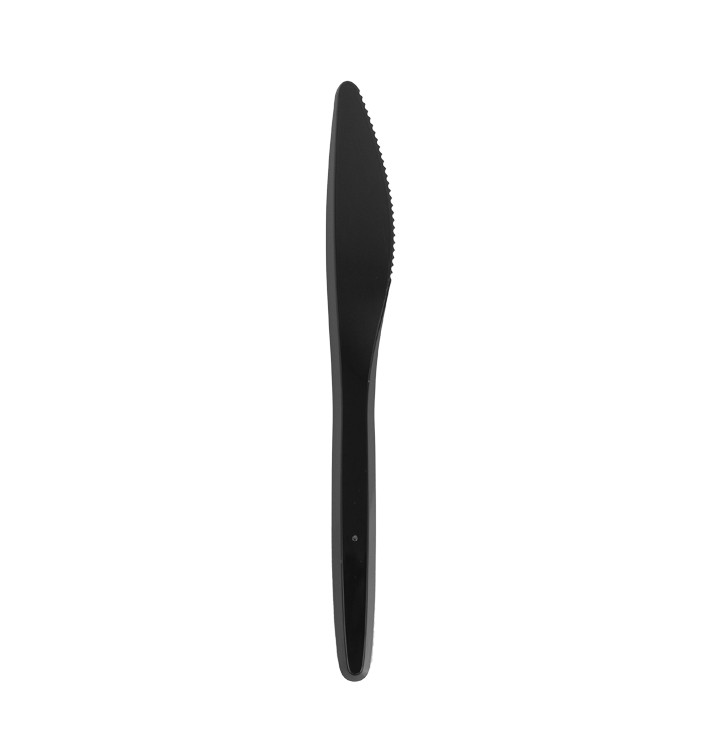 Plastic PS mes "Luxe" zwart 17,5 cm (100 stuks) Plastic PS mes "Luxe" zwart 17,5 cm (100 stuks)