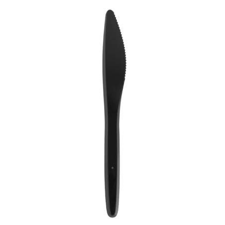 Plastic PS mes "Luxe" zwart 17,5 cm (100 stuks) 