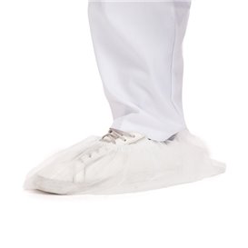 Wegwerp plastic schoen omhulsel PP wit (100 stuks)