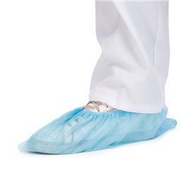 Wegwerp plastic schoen omhulsel PP blauw (100 stuks)