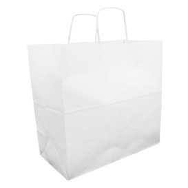 Papieren zak met handvat wit 35+15x30cm (250 Stuks)