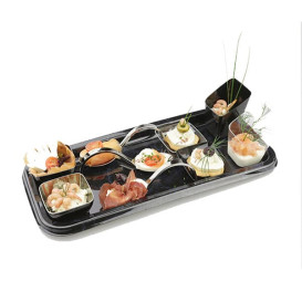Plastic schotel Rechthoekige vorm marmer 35X16 cm (5 stuks) 