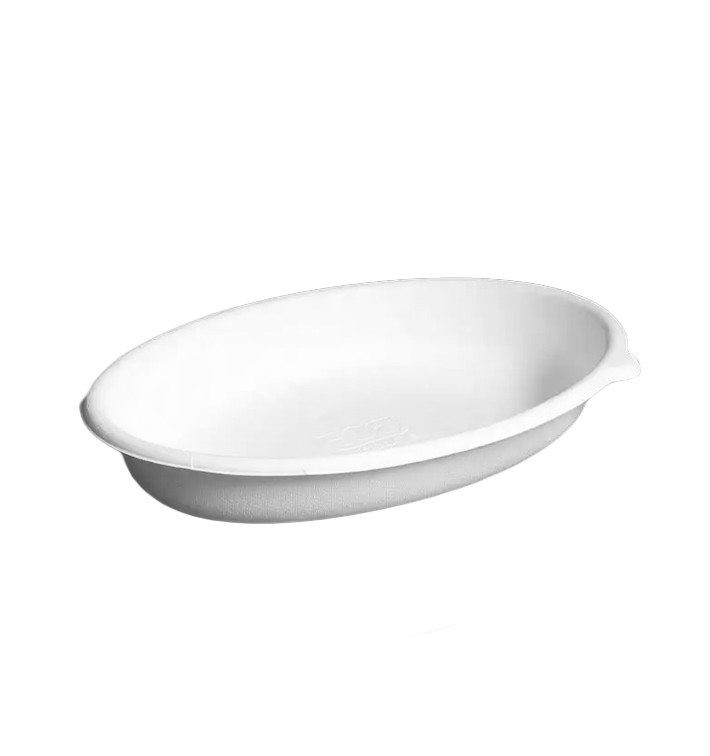 Suikerriet dienblad Ecologisch Oval wit 940ml (50 stuks) Suikerriet dienblad Ecologisch Oval wit 940ml (50 stuks)