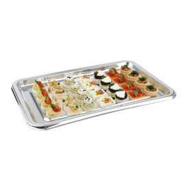 Plastic schotel Rechthoekige vorm zilver 46x30 cm (5 stuks) 