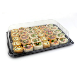 Plastic dienblad met Deksel zwart 35x24cm (5 stuks) 