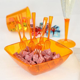 Plastic stam fluitglas Mousserende Wijn oranje 100ml (72 stuks)