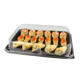 Plastic dienblad met Deksel zwart 46x30 cm (25 stuks) 