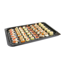 Plastic dienblad met Deksel zwart 55x37 cm (25 stuks) 