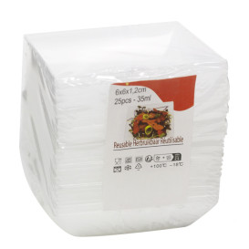 Herbruikbaar Vierkante Proeving Dienblad PP 6x6cm 35ml (25 Stuks)