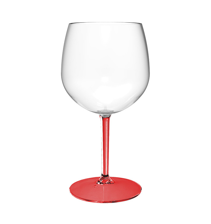 Herbruikbaar Durable Glas voor Gin TT rode voet 580ml (1 Stuk) Herbruikbaar Durable Glas voor Gin TT rode voet 580ml (1 Stuk)