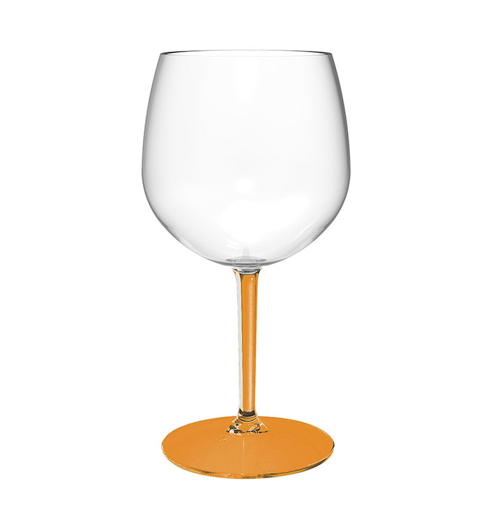 Herbruikbaar Durable Glas voor Gin TT oranje voet 580ml (1 Stuk) Herbruikbaar Durable Glas voor Gin TT oranje voet 580ml (1 Stuk)