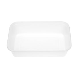 Plastic Bakje Rechthoek Wit van PP met Deksel 500ml 17,3x11,9cm (50 Stuks)