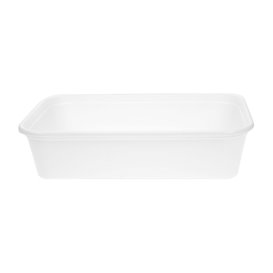 Plastic Bakje Rechthoek Wit van PP met Deksel 500ml 17,3x11,9cm (50 Stuks)