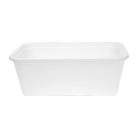 Plastic Bakje Rechthoek Wit van PP met Deksel 750ml 17,3x11,9cm (50 Stuks)