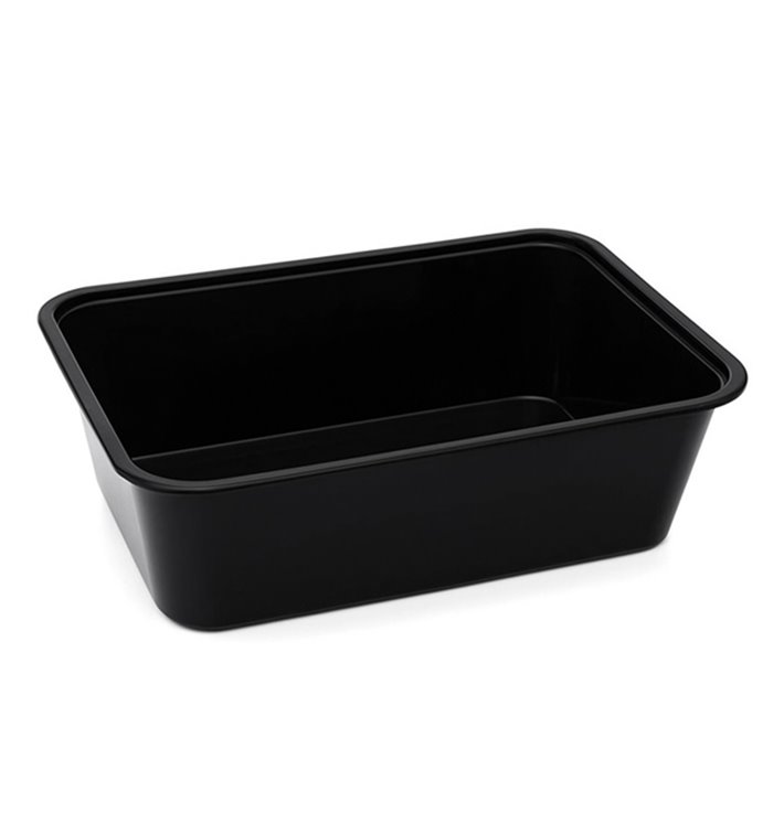 Plastic Bakje Rechthoek Zwart van PP met Deksel 750ml 17,3x11,9cm (500 Stuks) Plastic Bakje Rechthoek Zwart van PP met Deksel 750ml 17,3x11,9cm (500 Stuks)