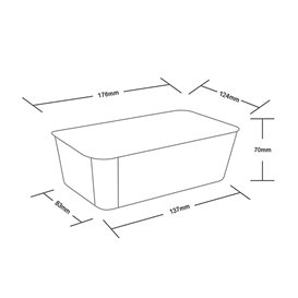 Plastic Bakje Rechthoek Zwart van PP met Deksel 1.000ml 17,3x11,9cm (500 Stuks)