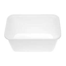 Plastic Bakje Rechthoek Wit van PP met Deksel 1.000ml 17,3x11,9cm (50 Stuks)