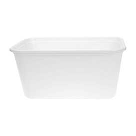 Plastic Bakje Rechthoek Wit van PP met Deksel 1.000ml 17,3x11,9cm (50 Stuks)