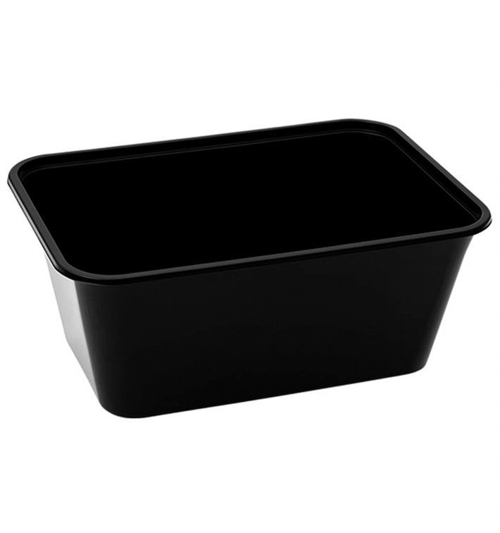 Plastic Bakje Rechthoek Zwart van PP met Deksel 1.000ml 17,3x11,9cm (500 Stuks) Plastic Bakje Rechthoek Zwart van PP met Deksel 1.000ml 17,3x11,9cm (500 Stuks)