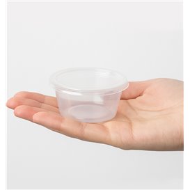 Sauspot PP Transparant met Deksel 2Oz/60ml (100 Stuks)