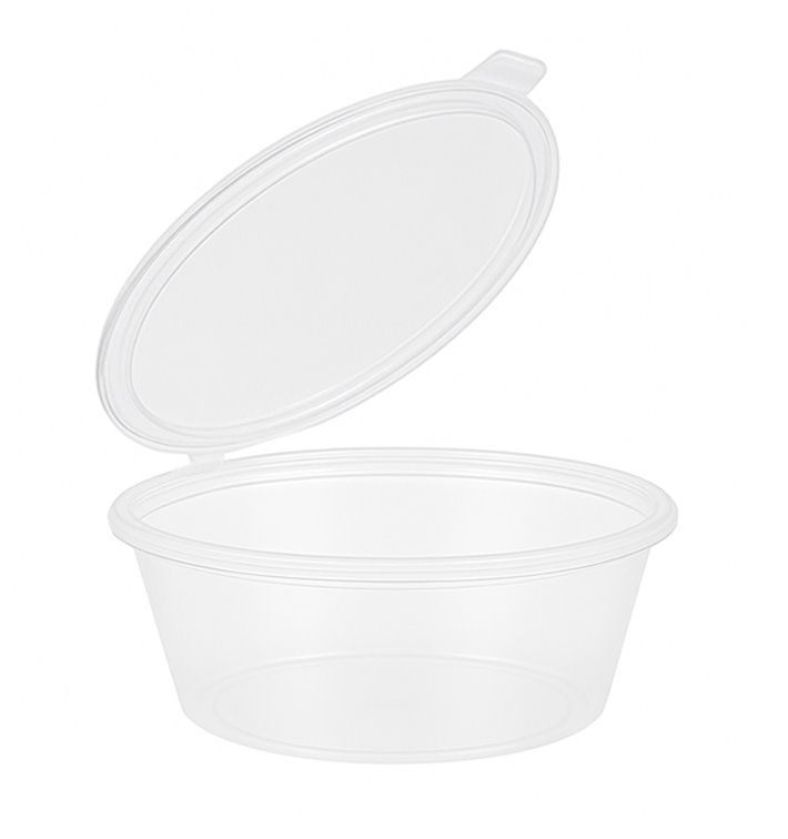 Pot Scharnierende voor Sauzen PP 6Oz/180ml (100 Stuks) Pot Scharnierende voor Sauzen PP 6Oz/180ml (100 Stuks)