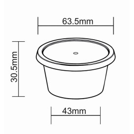 Sauspot PP Transparant met Deksel 2Oz/60ml (100 Stuks)