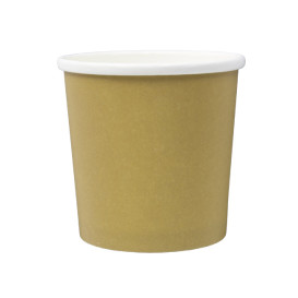 Kraft Kartonnen Pot met Witte Rand 350ml Ø9,0cm (500 Stuks)