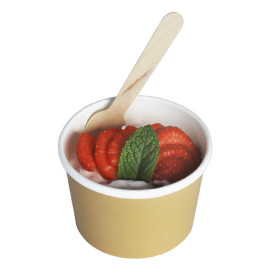 Kraft Kartonnen Pot met Witte Rand 250ml Ø9,0cm (25 Stuks)